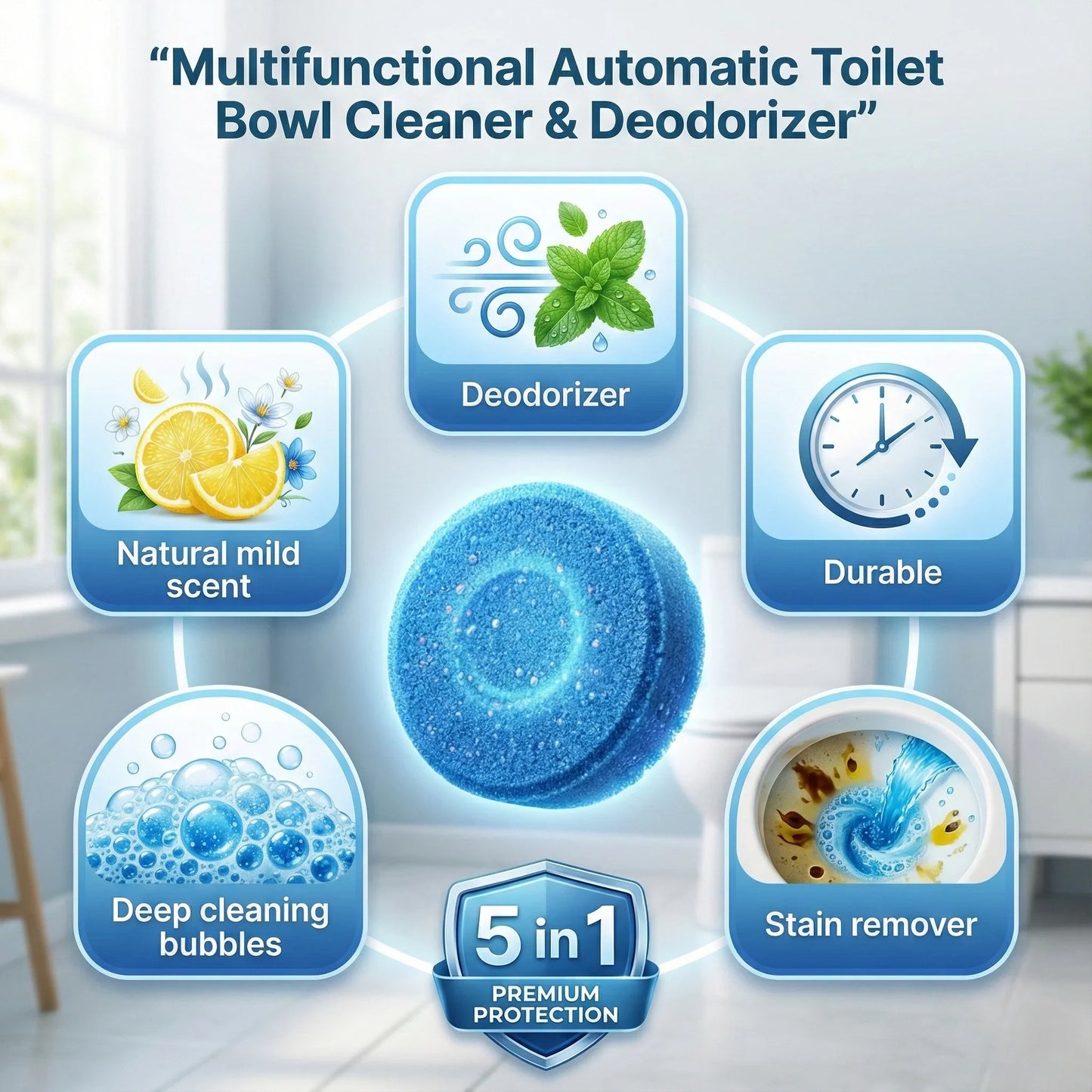 🚽 Toilet Cleaning Tablet (10 pcs) | Automatic Cleaner & Deodorizer